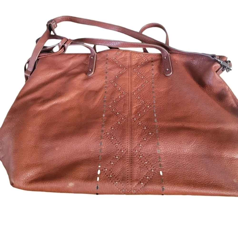 Lucky Brand Brown Leather Dixie Crossbody Tote Hobo Shoulder Bag
